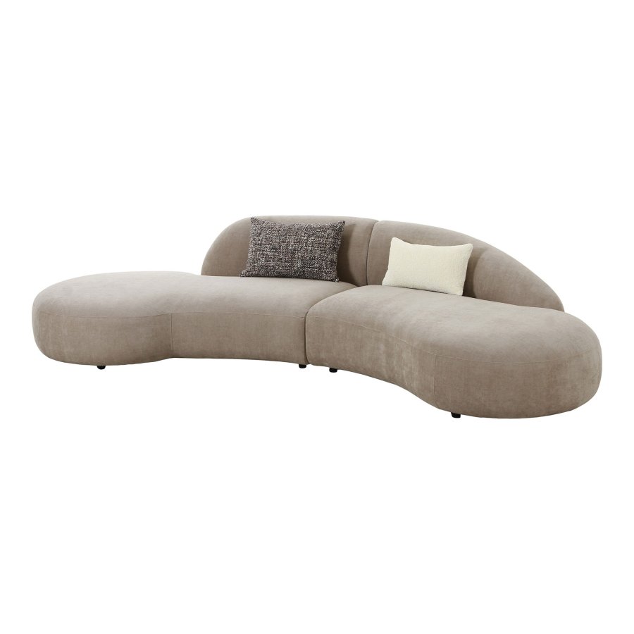 HOUSE NORDIC Sofa med 2 puter, chenille, natur, HN1256