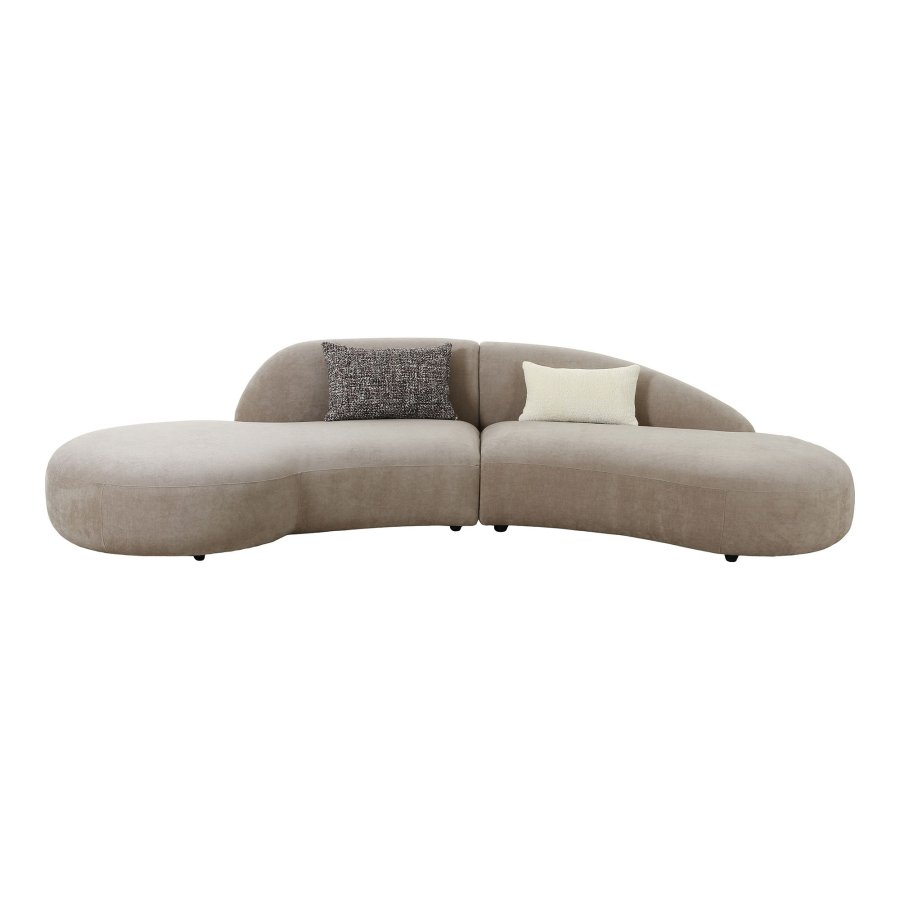 HOUSE NORDIC Sofa med 2 puter, chenille, natur, HN1256