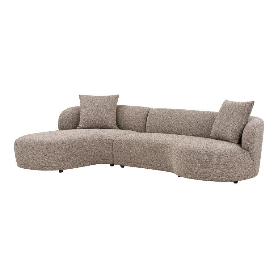 HOUSE NORDIC Kingston Sofa - Sofa med 2 puter, venstrevendt, brun, HN1299