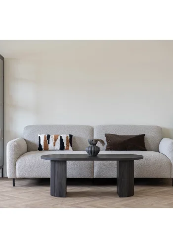 HOUSE NORDIC Salvador 3-seters sofa - lysegrtt bouclé polyesterstoff og svart stl