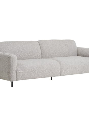 HOUSE NORDIC Salvador 3-seters sofa - lysegrtt bouclé polyesterstoff og svart stl