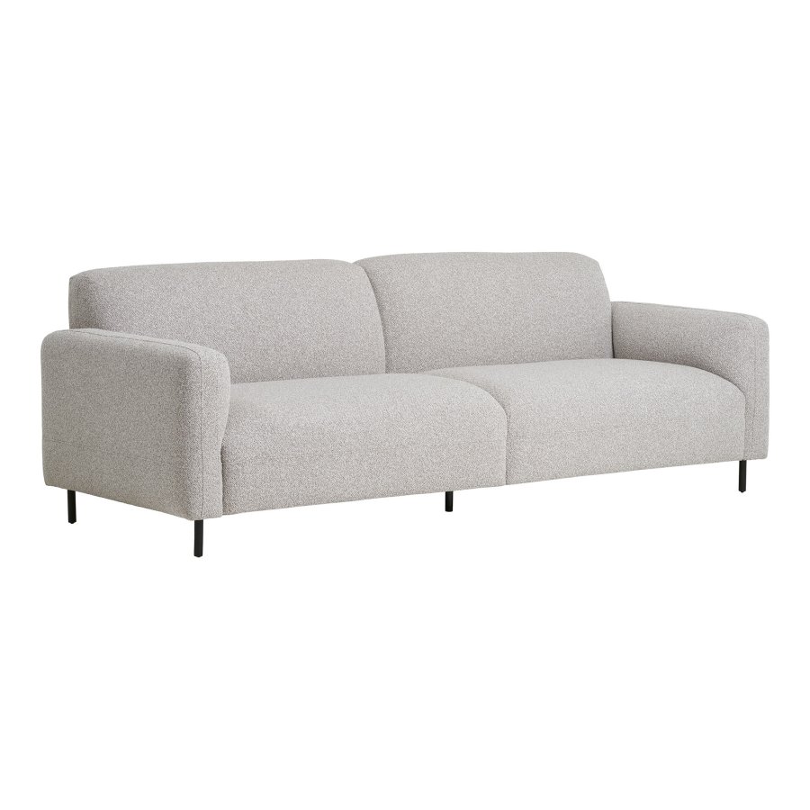 HOUSE NORDIC Salvador 3-seters sofa - lysegrtt bouclé polyesterstoff og svart stl
