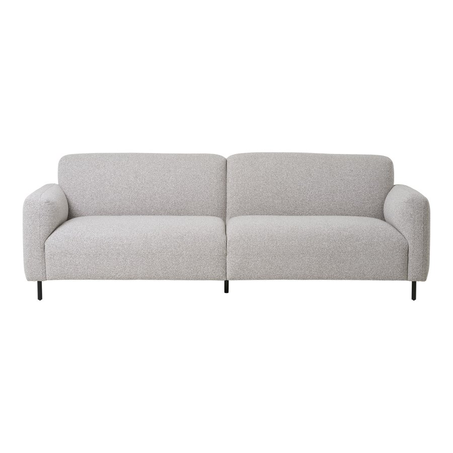 HOUSE NORDIC Salvador 3-seters sofa - lysegrtt bouclé polyesterstoff og svart stl
