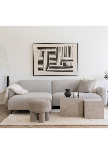 HOUSE NORDIC Salvador loungesofa, med venstre sjeselong - lys grtt bouclé polyesterstoff og svart