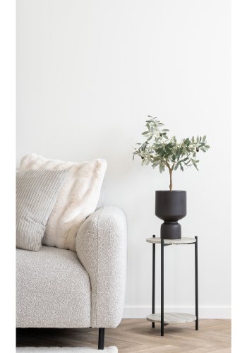 HOUSE NORDIC Salvador loungesofa, med venstre sjeselong - lys grtt bouclé polyesterstoff og svart