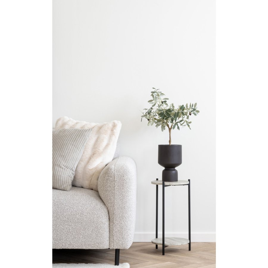 HOUSE NORDIC Salvador loungesofa, med venstre sjeselong - lys grtt bouclé polyesterstoff og svart