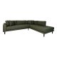 HOUSE NORDIC Lido hjrnesofa, hyrevendt, m. 4 puter - olivengrnn polyester og sort tre