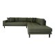 HOUSE NORDIC Lido hjrnesofa, hyrevendt, m. 4 puter - olivengrnn polyester og sort tre
