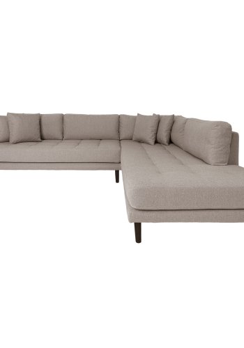 HOUSE NORDIC Lido hjrnesofa med pen ende - Hjrnesofa med pen ende, hyrevendt i stein med fire puter og svarte treben, HN1030