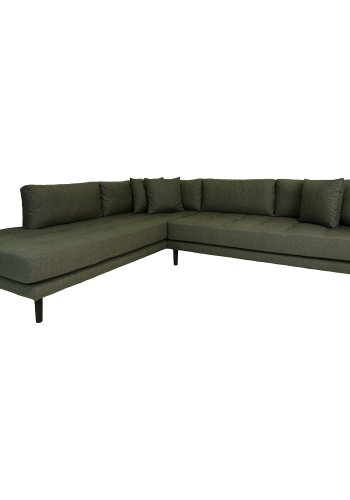 HOUSE NORDIC Lido hjrnesofa, venstrevendt, m. 4 puter - olivengrnn polyester og sort tre