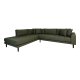 HOUSE NORDIC Lido hjrnesofa, venstrevendt, m. 4 puter - olivengrnn polyester og sort tre