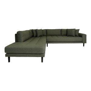 HOUSE NORDIC Lido hjrnesofa, venstrevendt, m. 4 puder - olivengrn polyester og sort tr