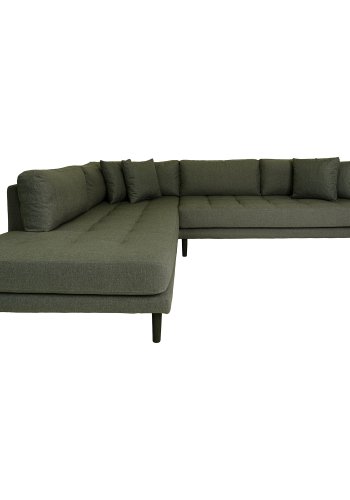 HOUSE NORDIC Lido hjrnesofa, venstrevendt, m. 4 puter - olivengrnn polyester og sort tre