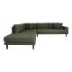 HOUSE NORDIC Lido hjrnesofa, venstrevendt, m. 4 puter - olivengrnn polyester og sort tre
