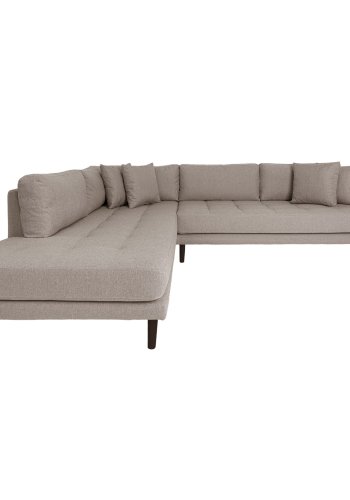 HOUSE NORDIC Lido hjrnesofa med pen ende - Hjrnesofa med pen ende, venstrevendt i stein med fire puter og svarte treben, HN1030