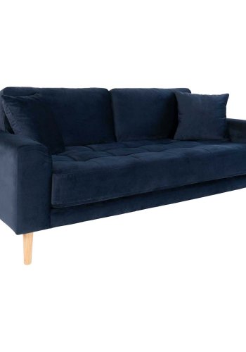HOUSE NORDIC Lido 2,5-manns sofa - mrkebl velour og naturlig tre