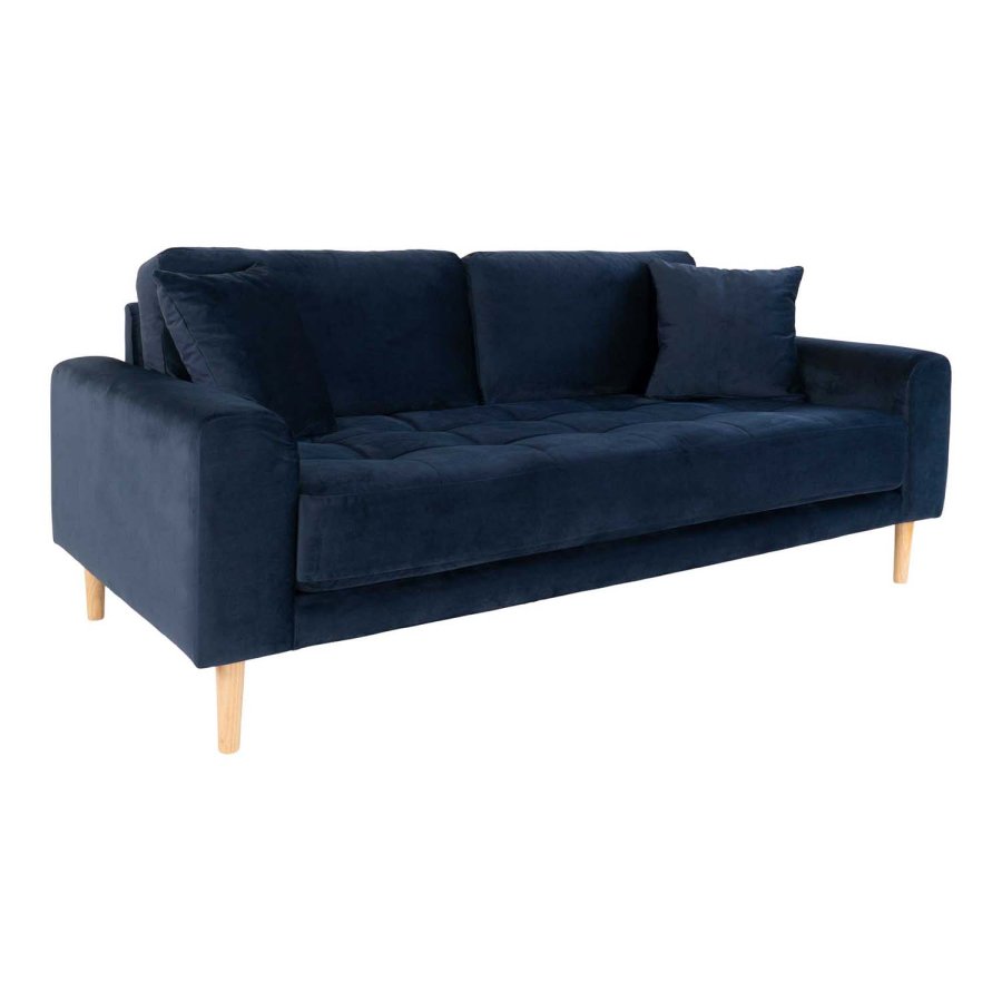 HOUSE NORDIC Lido 2,5-manns sofa - mrkebl velour og naturlig tre