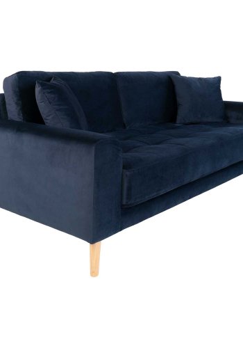 HOUSE NORDIC Lido 2,5-manns sofa - mrkebl velour og naturlig tre