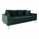 HOUSE NORDIC Lido 2,5-manns sofa - mrkegrnn velour og naturlig tre