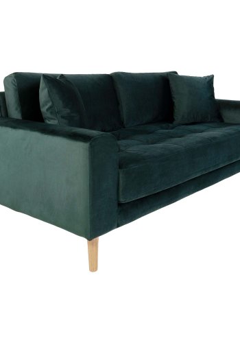 HOUSE NORDIC Lido 2,5-manns sofa - mrkegrnn velour og naturlig tre