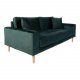 HOUSE NORDIC Lido 2,5-manns sofa - mrkegrnn velour og naturlig tre