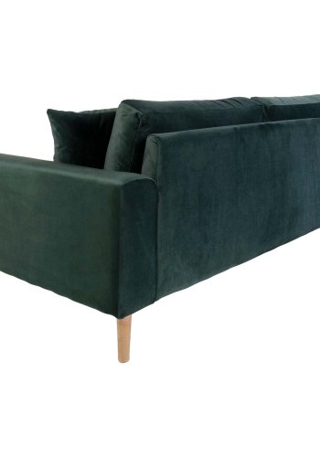 HOUSE NORDIC Lido 2,5-manns sofa - mrkegrnn velour og naturlig tre