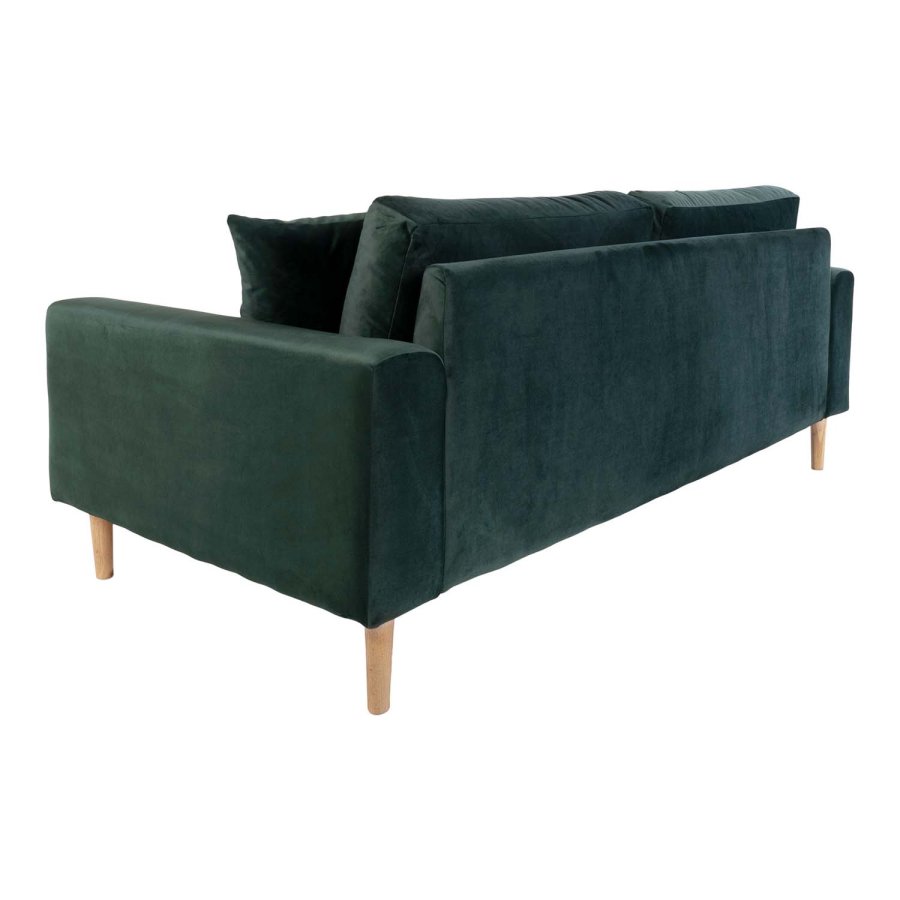 HOUSE NORDIC Lido 2,5-manns sofa - mrkegrnn velour og naturlig tre