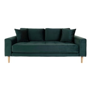 HOUSE NORDIC Lido 2,5 pers sofa - mrkegrn velour og natur tr