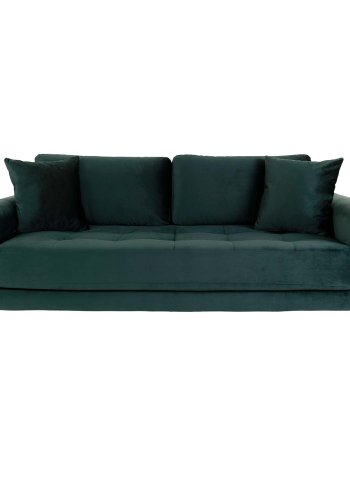 HOUSE NORDIC Lido 2,5-manns sofa - mrkegrnn velour og naturlig tre
