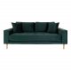 HOUSE NORDIC Lido 2,5-manns sofa - mrkegrnn velour og naturlig tre