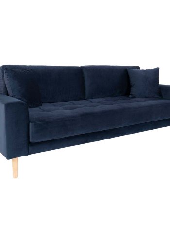 HOUSE NORDIC Lido 3-manns sofa - mrkebl velour og naturlig tre