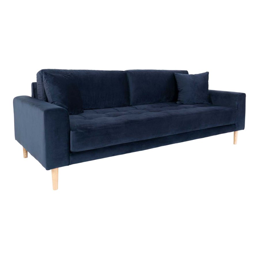HOUSE NORDIC Lido 3-manns sofa - mrkebl velour og naturlig tre