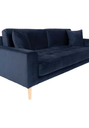 HOUSE NORDIC Lido 3-manns sofa - mrkebl velour og naturlig tre