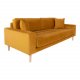 HOUSE NORDIC Lido 3-manns sofa - sennepsgul velour og naturlig tre