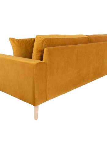 HOUSE NORDIC Lido 3-manns sofa - sennepsgul velour og naturlig tre