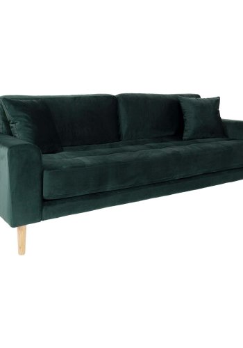 HOUSE NORDIC Lido 3-manns sofa - mrkegrnn velour og naturlig tre
