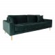 HOUSE NORDIC Lido 3-manns sofa - mrkegrnn velour og naturlig tre