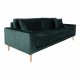 HOUSE NORDIC Lido 3-manns sofa - mrkegrnn velour og naturlig tre
