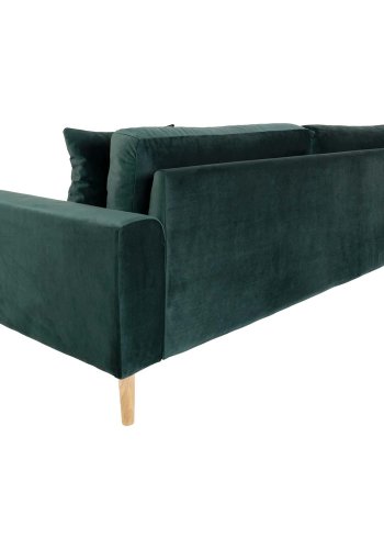 HOUSE NORDIC Lido 3-manns sofa - mrkegrnn velour og naturlig tre