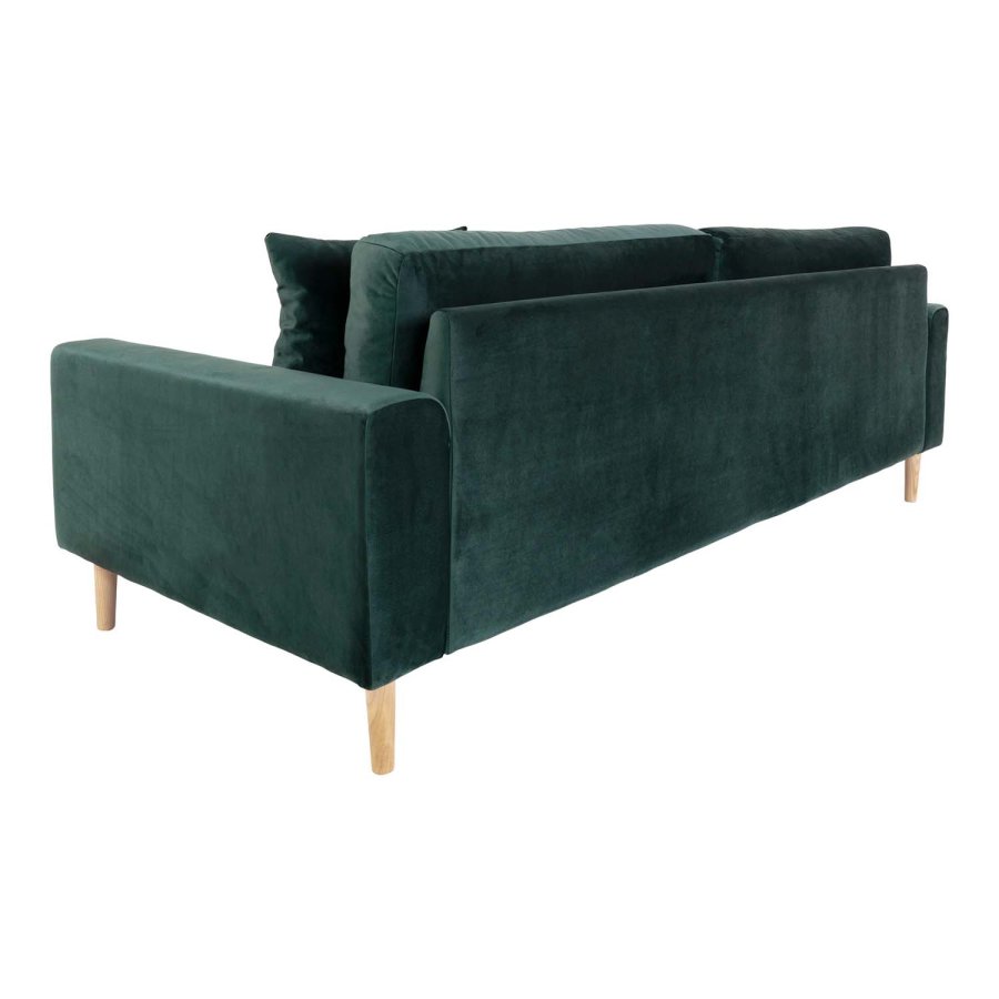 HOUSE NORDIC Lido 3-manns sofa - mrkegrnn velour og naturlig tre