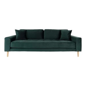 HOUSE NORDIC Lido 3 pers sofa - mrkegrn velour og natur tr