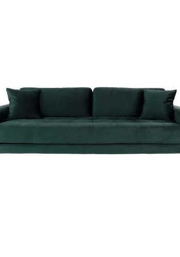 HOUSE NORDIC Lido 3-manns sofa - mrkegrnn velour og naturlig tre
