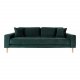 HOUSE NORDIC Lido 3-manns sofa - mrkegrnn velour og naturlig tre