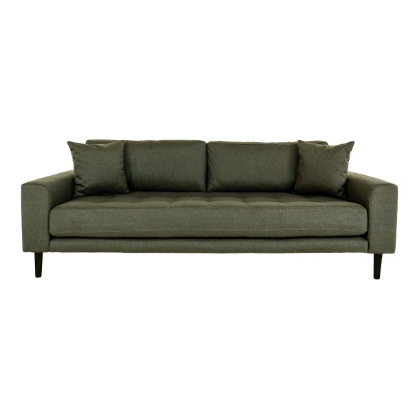HOUSE NORDIC Lido 3 pers. sofa, m. 2 puder - olivengrn polyester og sort tr