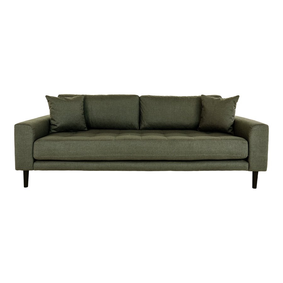 HOUSE NORDIC Lido 3-manns sofa, m. 2 puter - olivengrnn polyester og sort tre
