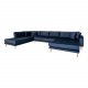 HOUSE NORDIC Lido U-sofa Open End, med hyre sjeselong - mrkebl velour og naturlig tre