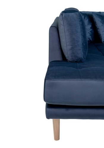 HOUSE NORDIC Lido U-sofa Open End, med hyre sjeselong - mrkebl velour og naturlig tre