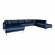 HOUSE NORDIC Lido U-sofa Open End, med venstre sjeselong - mrkebl velour og naturlig tre