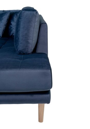 HOUSE NORDIC Lido U-sofa Open End, med venstre sjeselong - mrkebl velour og naturlig tre