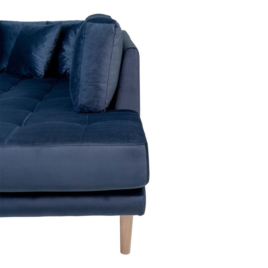 HOUSE NORDIC Lido U-sofa Open End, med venstre sjeselong - mrkebl velour og naturlig tre